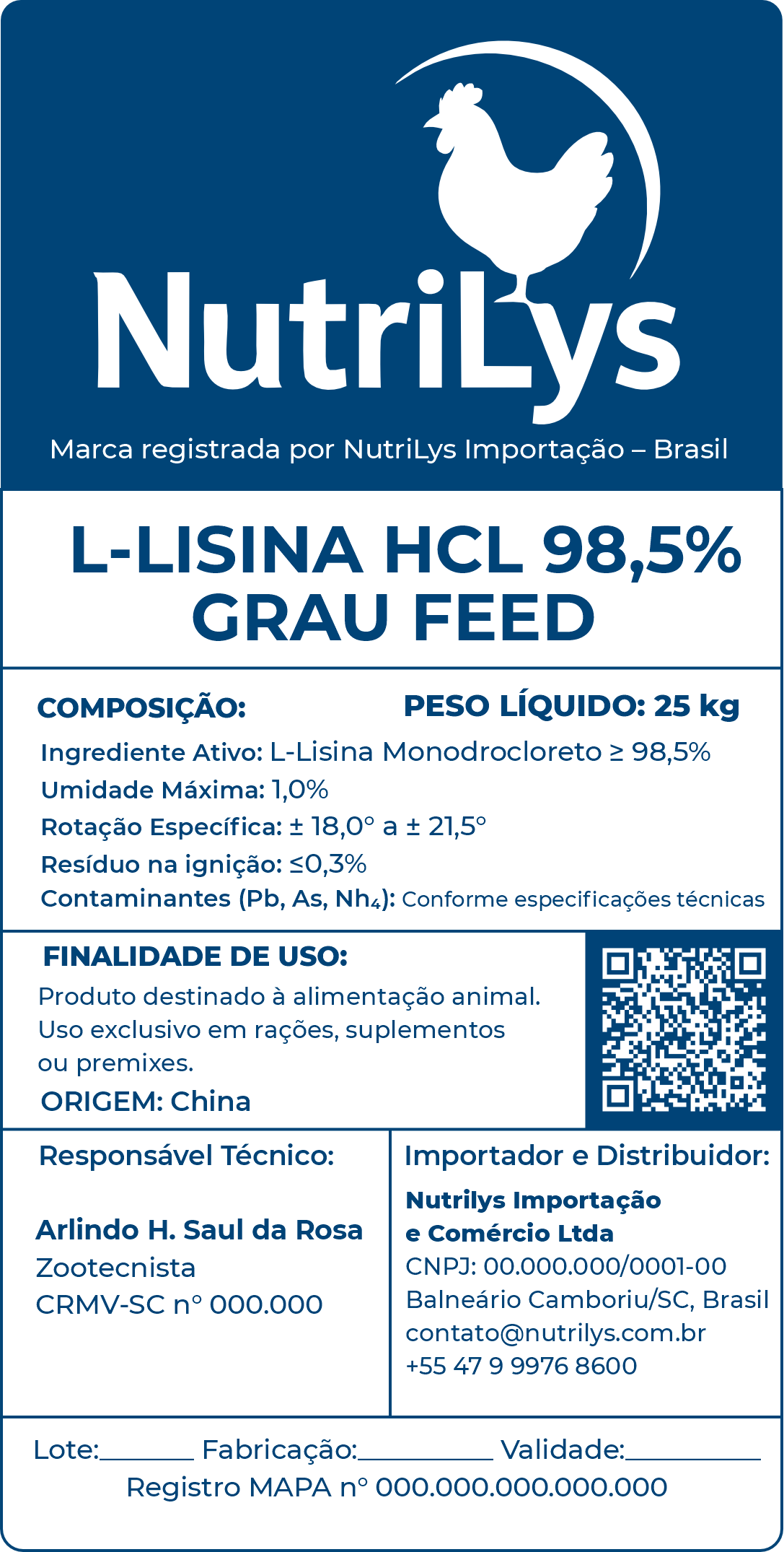 Rótulo do Produto NutriLys